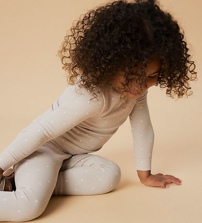 Lil' Atelier Leggings - Rib - NmfGago - Grey Morn/Heart