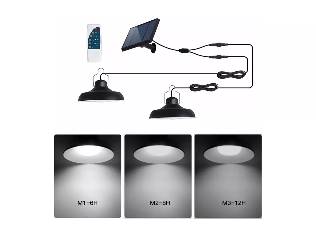 Double suspensions solaires WAREN Noir Metal D18cm