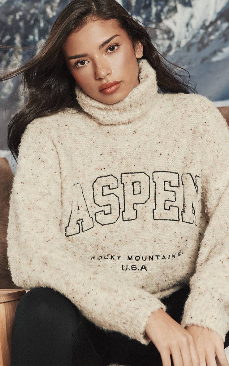 Avoine Synthétiquell En Maille Oversize Chiné Avec Slogan Brodé