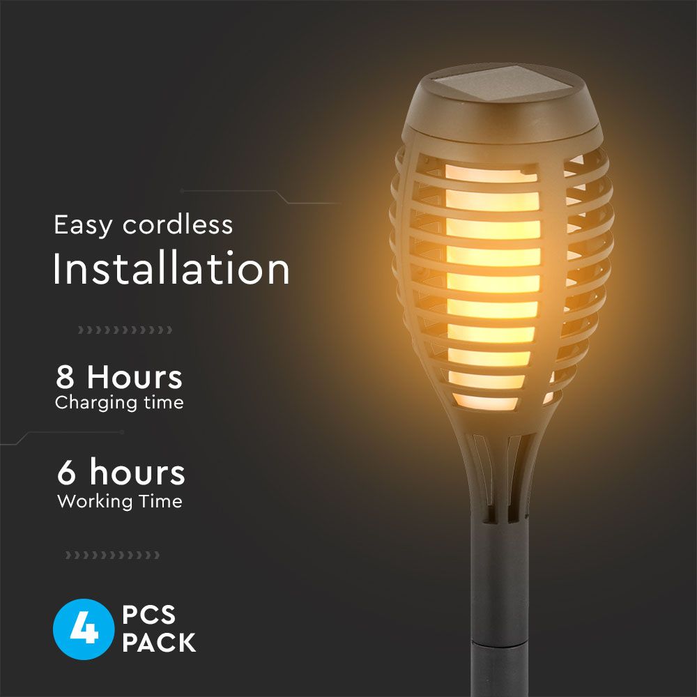 4er Set LED Solarleuchte, schwarz , H 50 cm VT-724