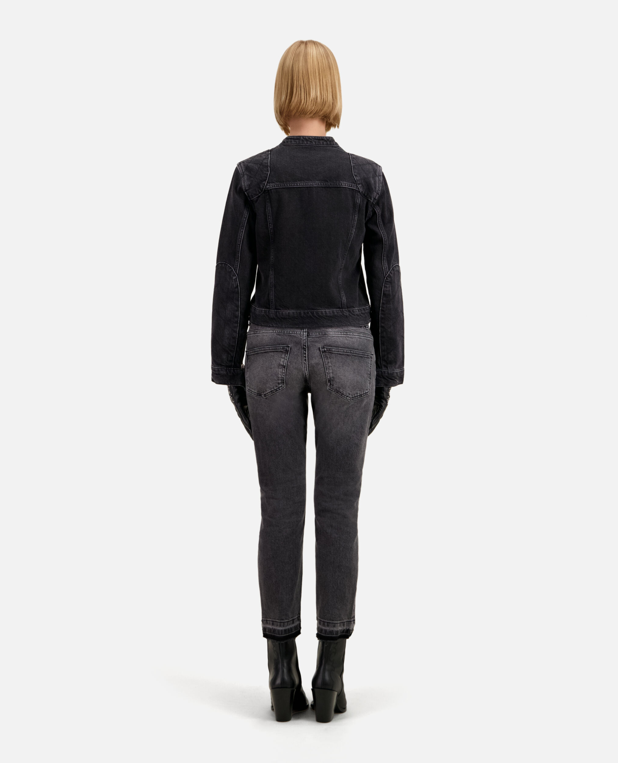 Black denim biker jacket