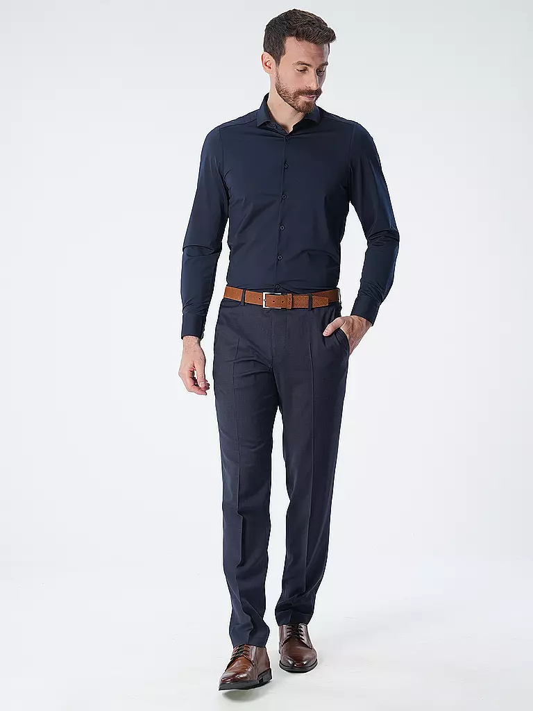 PURE Jerseyhemd Slim Fit  dunkelblau