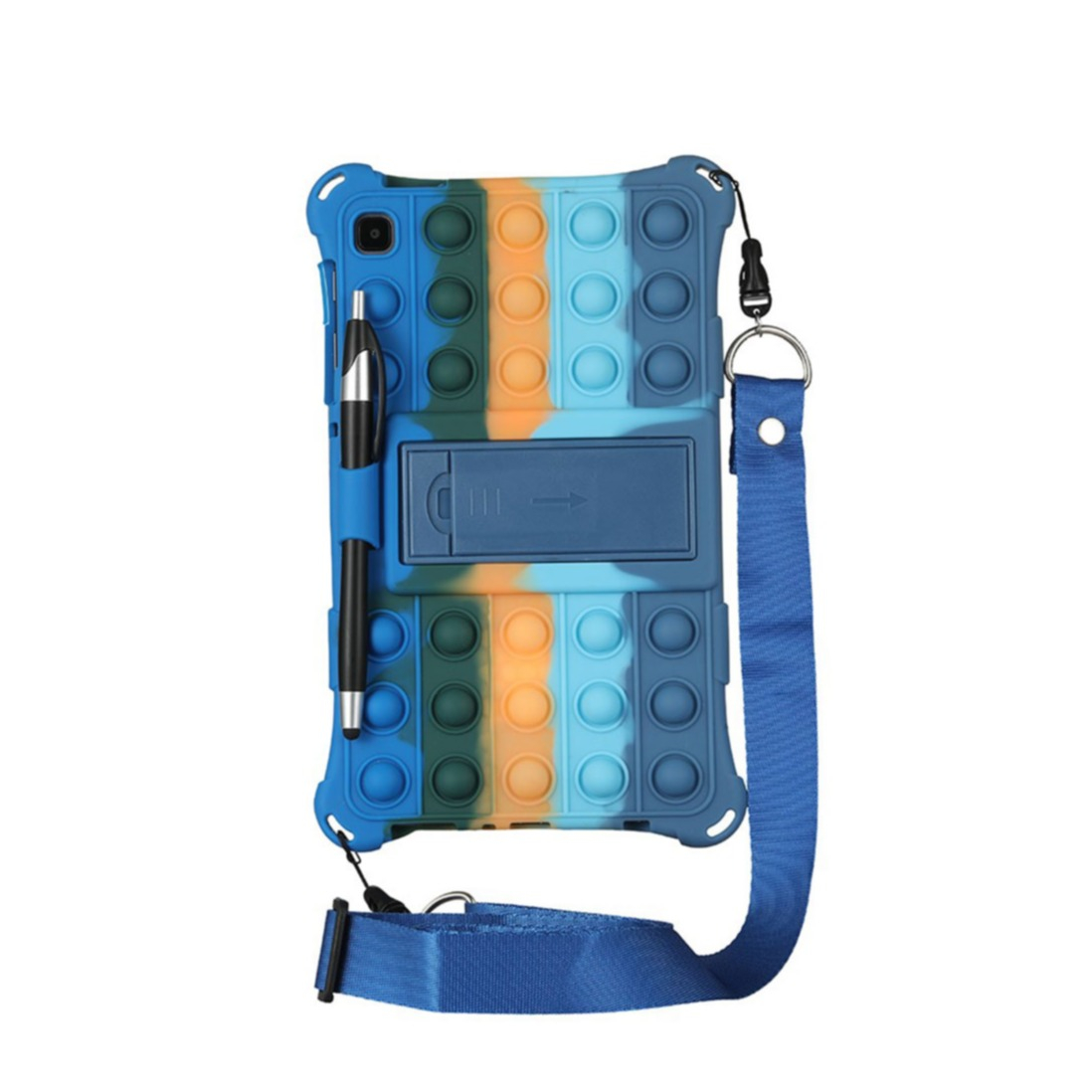 2in1 Samsung Galaxy Tab A7 Lite Silikon Bubbles Case Anti Stress Pop It Fidget Rückseite   Kickstand - Blau