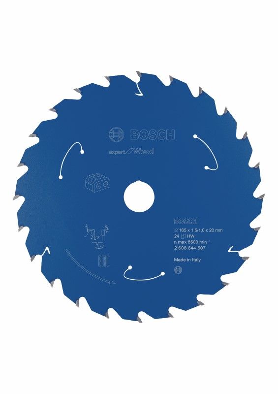 Bosch 2608644507 Cirkelzaagblad ACCU Expert for Wood 165x20x1.5/1x24T (1 stuks)