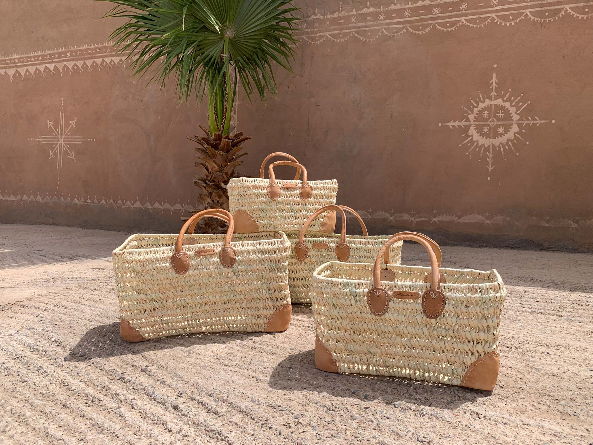 4er-Set Palmblatt-Taschen, natur günstig bestellen