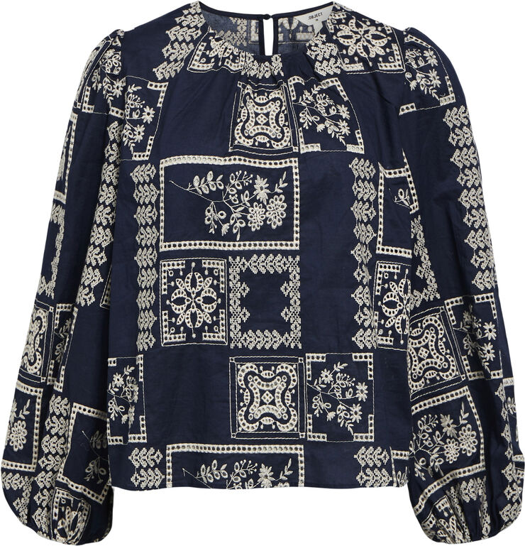 Object OBJDICTE LO L/S TOP CC1 AW Sky captain/white sand embroidery
