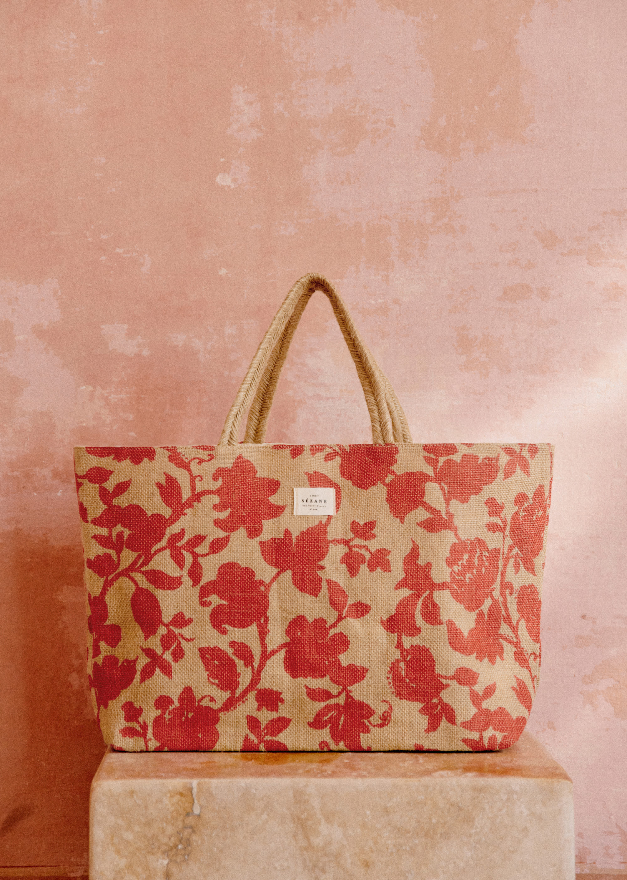 Grand Cabas Jute - Fleurs des jardins rouge - SACS/NEW SACS Nos Paniers 5906384