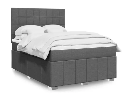 Sommier à lattes de lit avec matelas Gris foncé 160x200cm Tissu