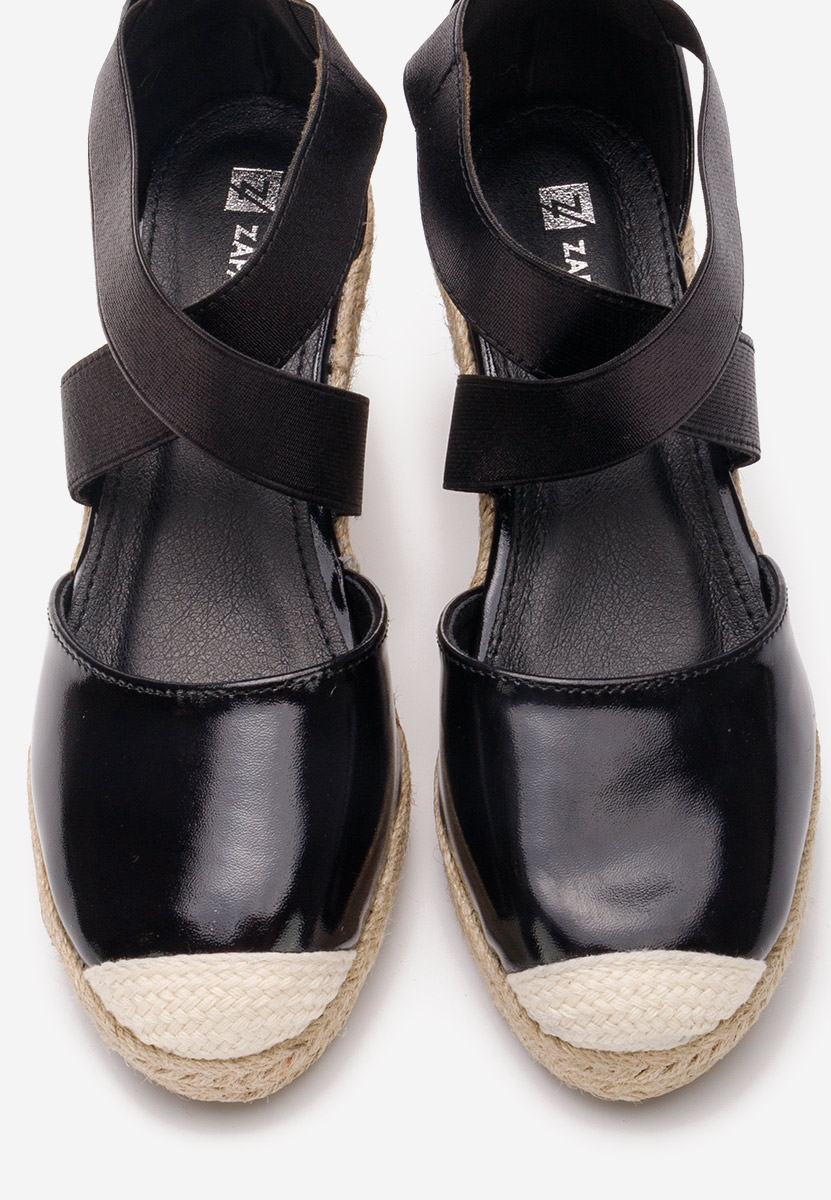 Sandales à plateforme type espadrilles noires Rosaria