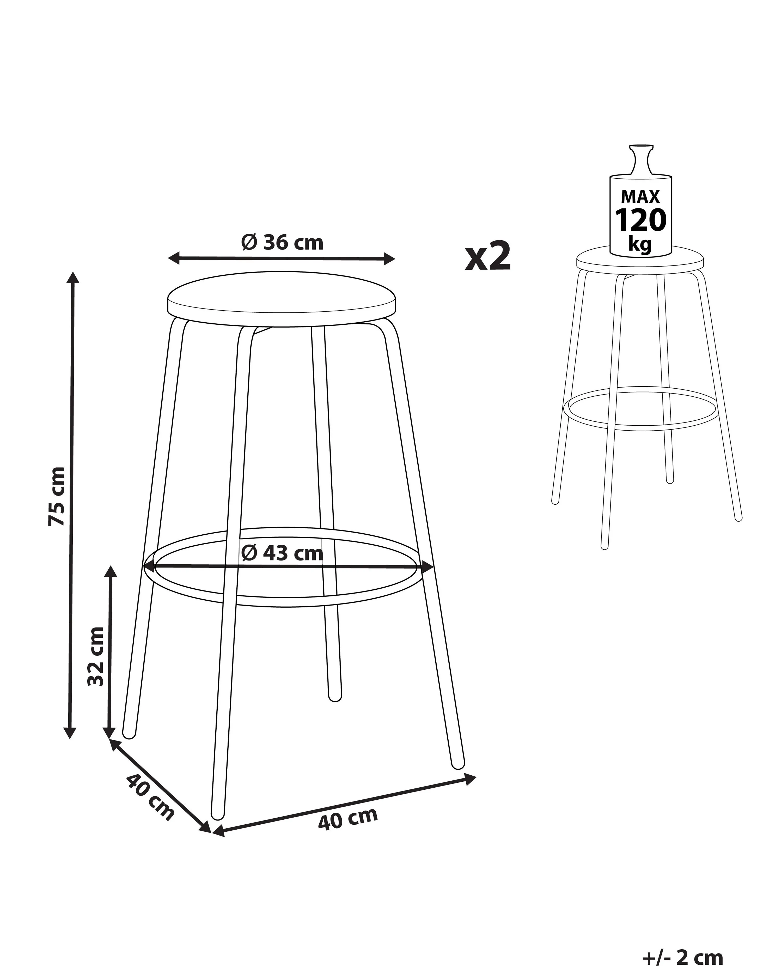 Set van 2 barstoelen MORTON Fluweel Smaragdgroen
