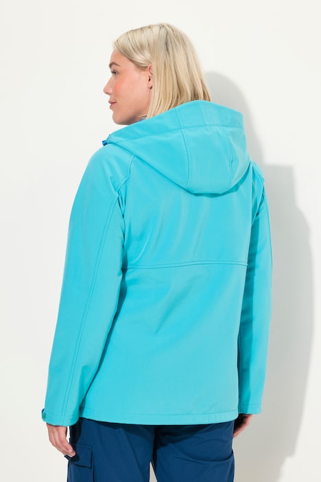 Softshelljacke, Kapuze, Zipptaschen, Klettriegel