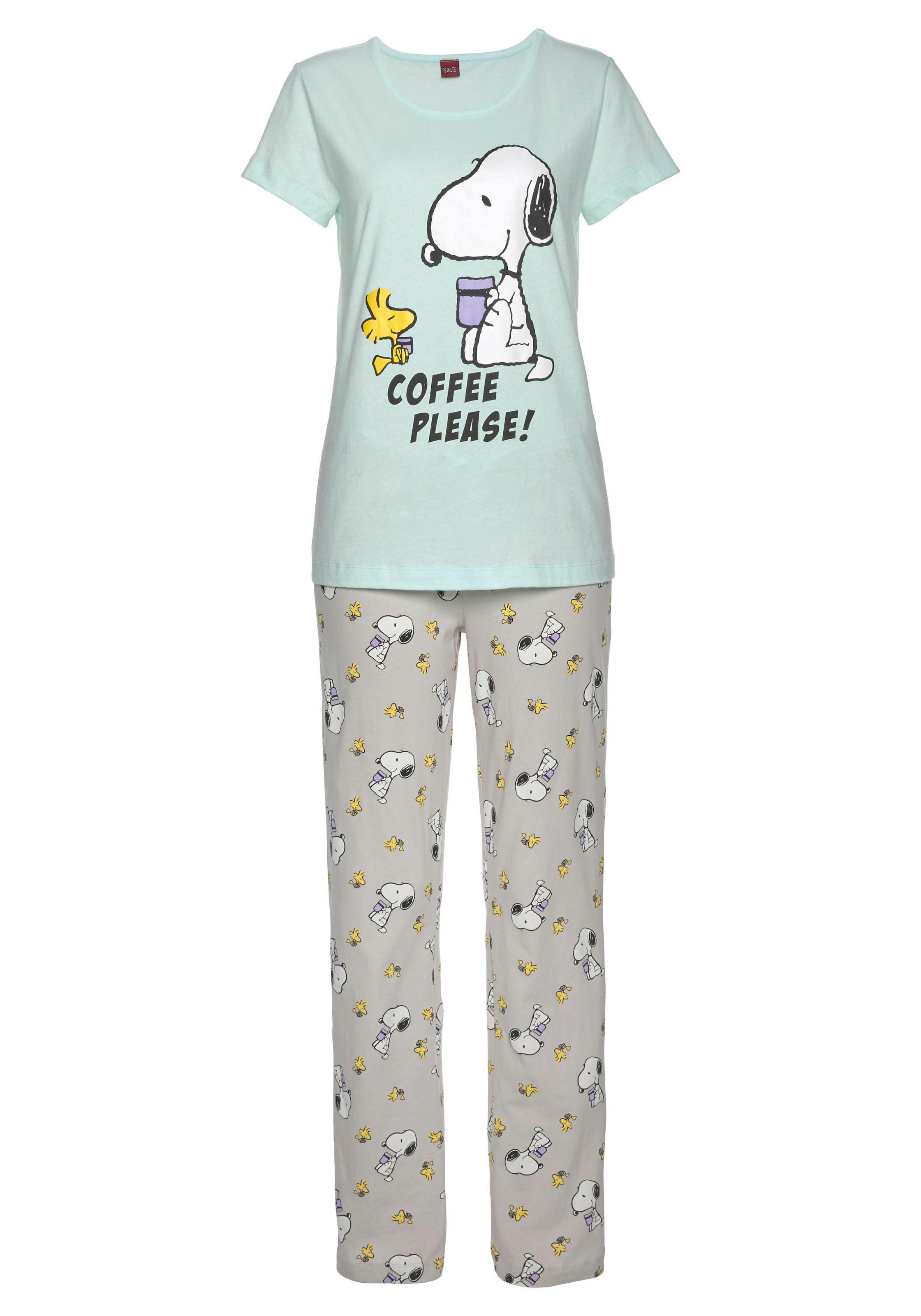 Peanuts Pyjama Set, 2-teilig, 2 tlg. mit Snoopy und Woodstock Druck