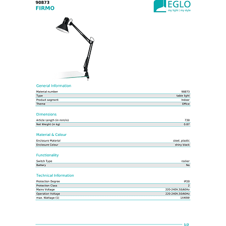 Firmo bordlampe - sort
