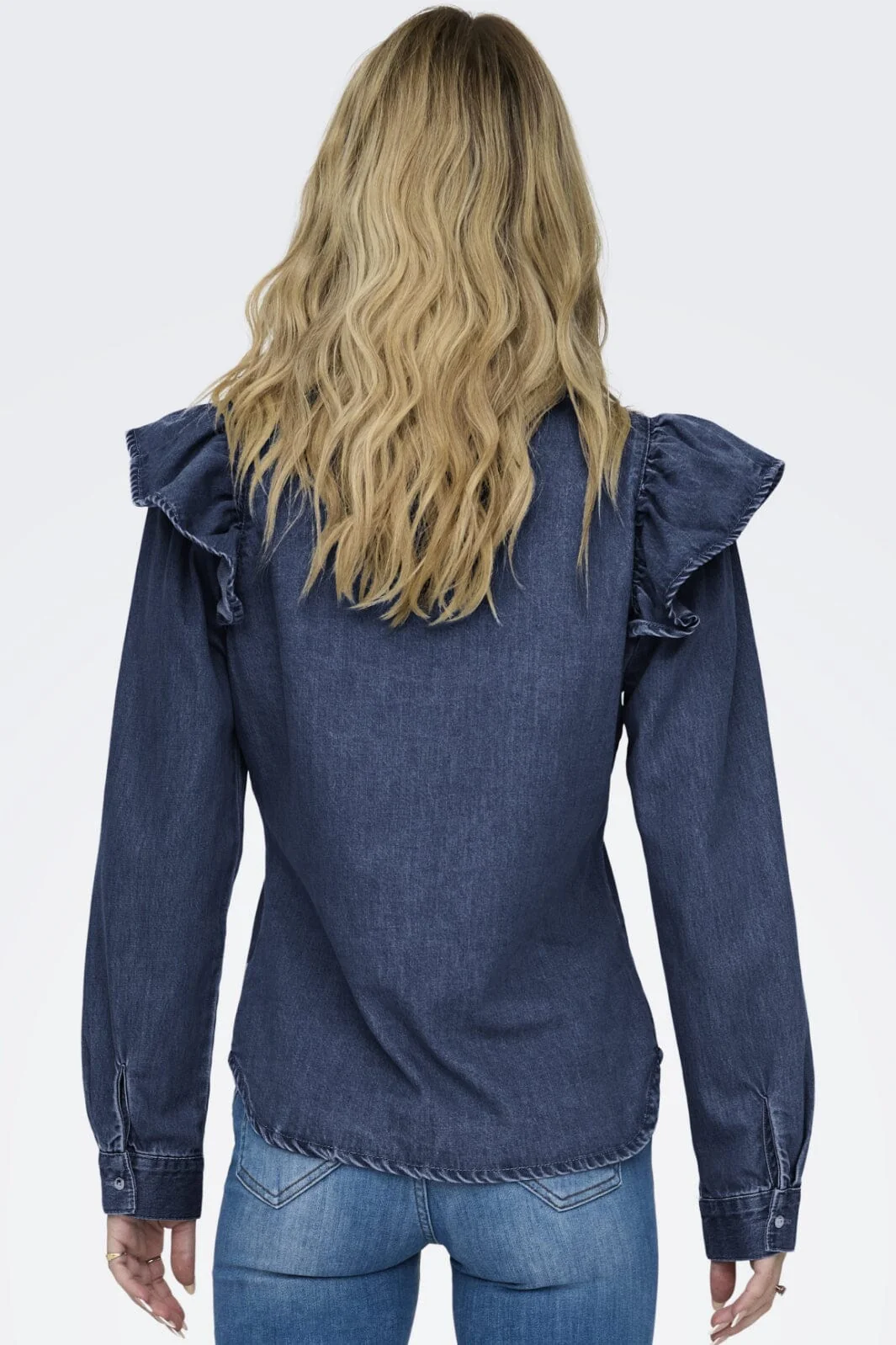 Only Onlindigo Ls Frill Shirt Qyt 4287142 dark blue denim