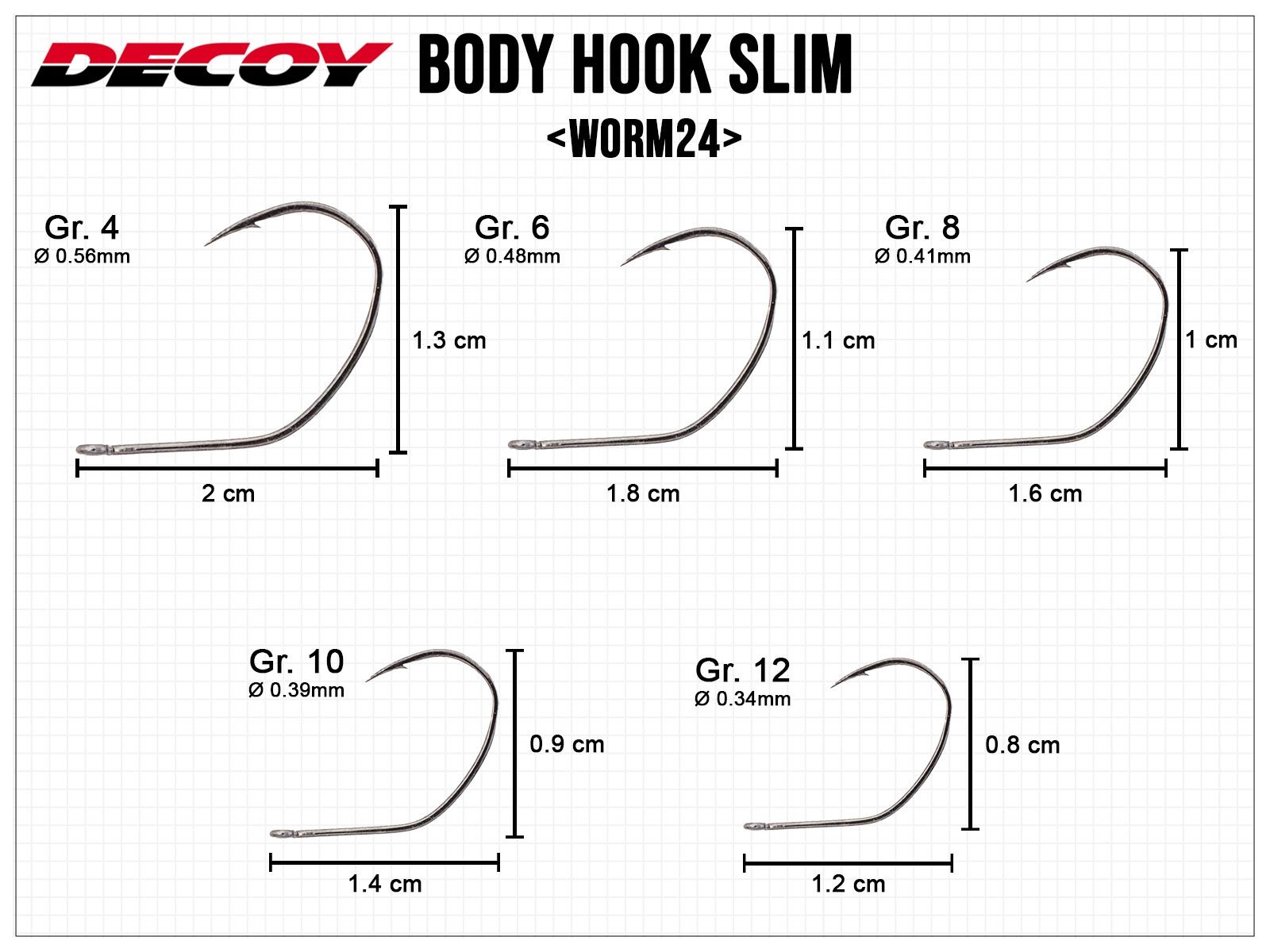 Worm24 Body Hook Slim - Gr. 8(DECOY)