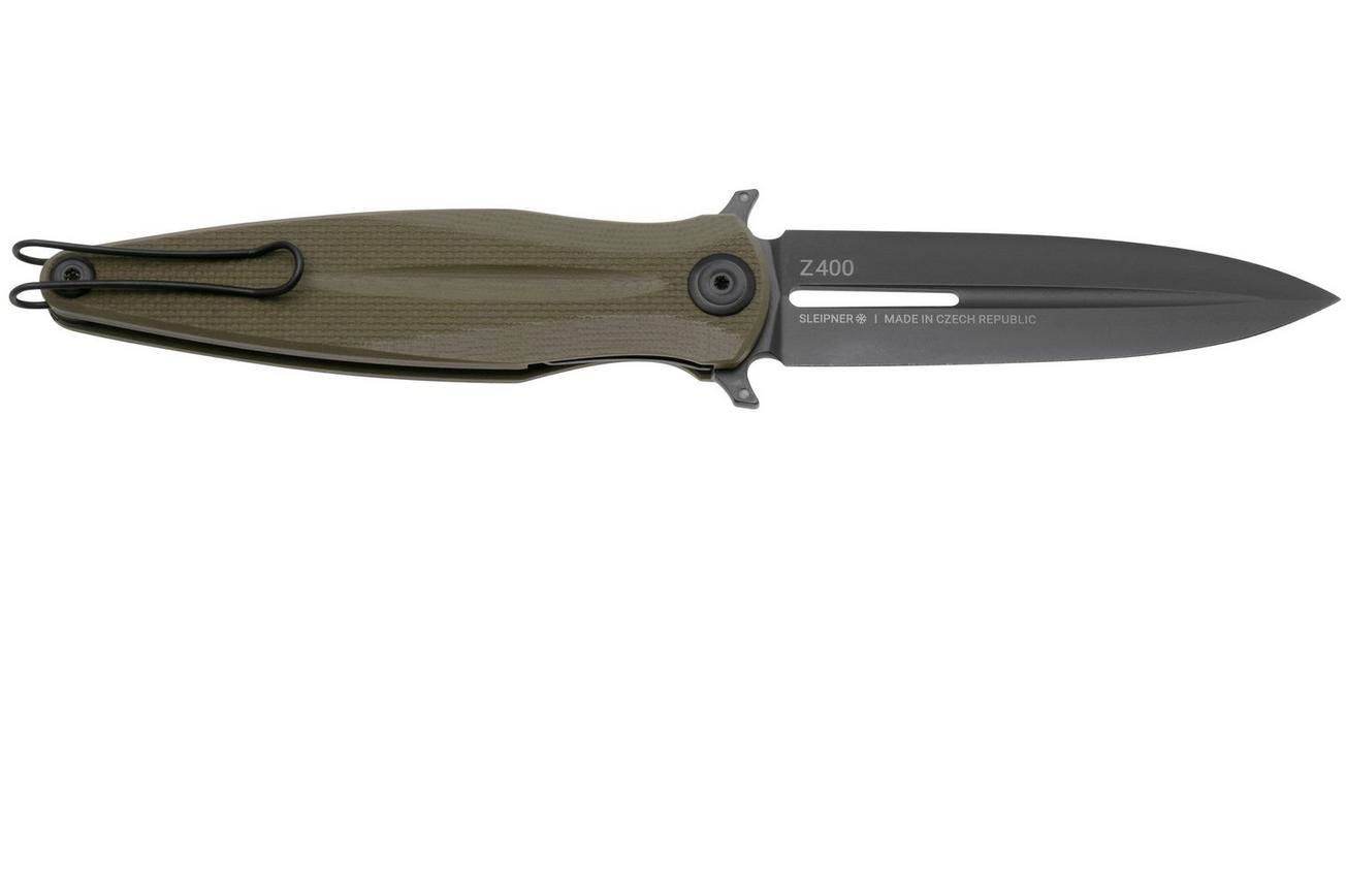 ANV Knives Z400 BB VZ400-017 Black DLC Sleipner, Olive G10, zakmes
