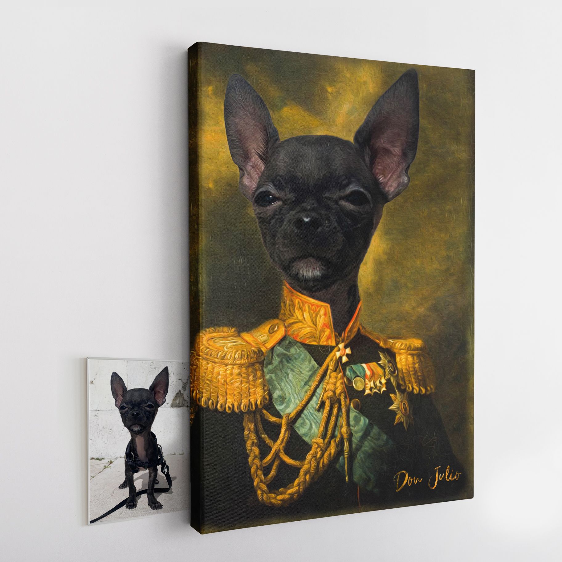 Retrato personalizado do seu animal de estimação em tela - Coronel