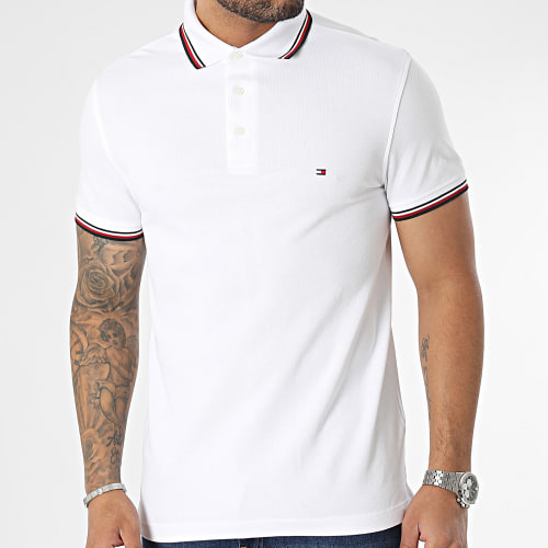 Polo Manches Courtes 1985 RWB Tipped Slim 0750 Blanc
