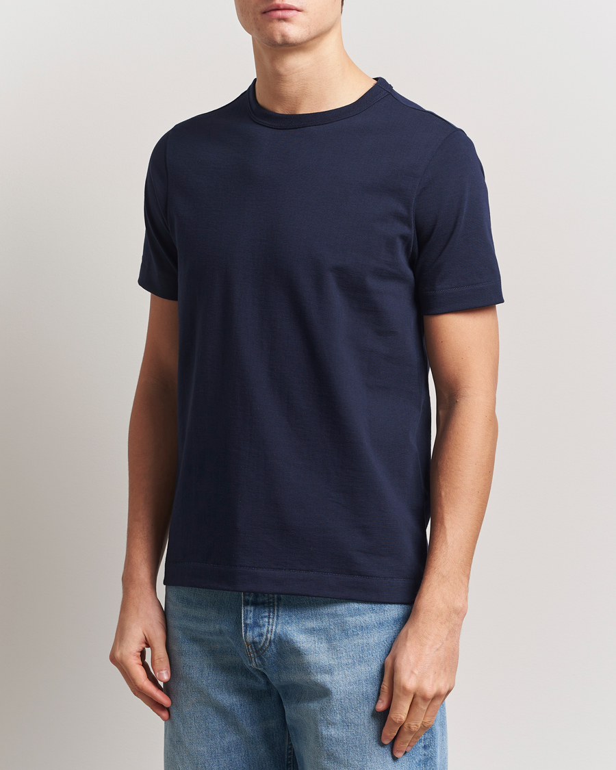 Merz b. Schwanen Relaxed Loopwheeled Sturdy T-Shirt Ink Blue