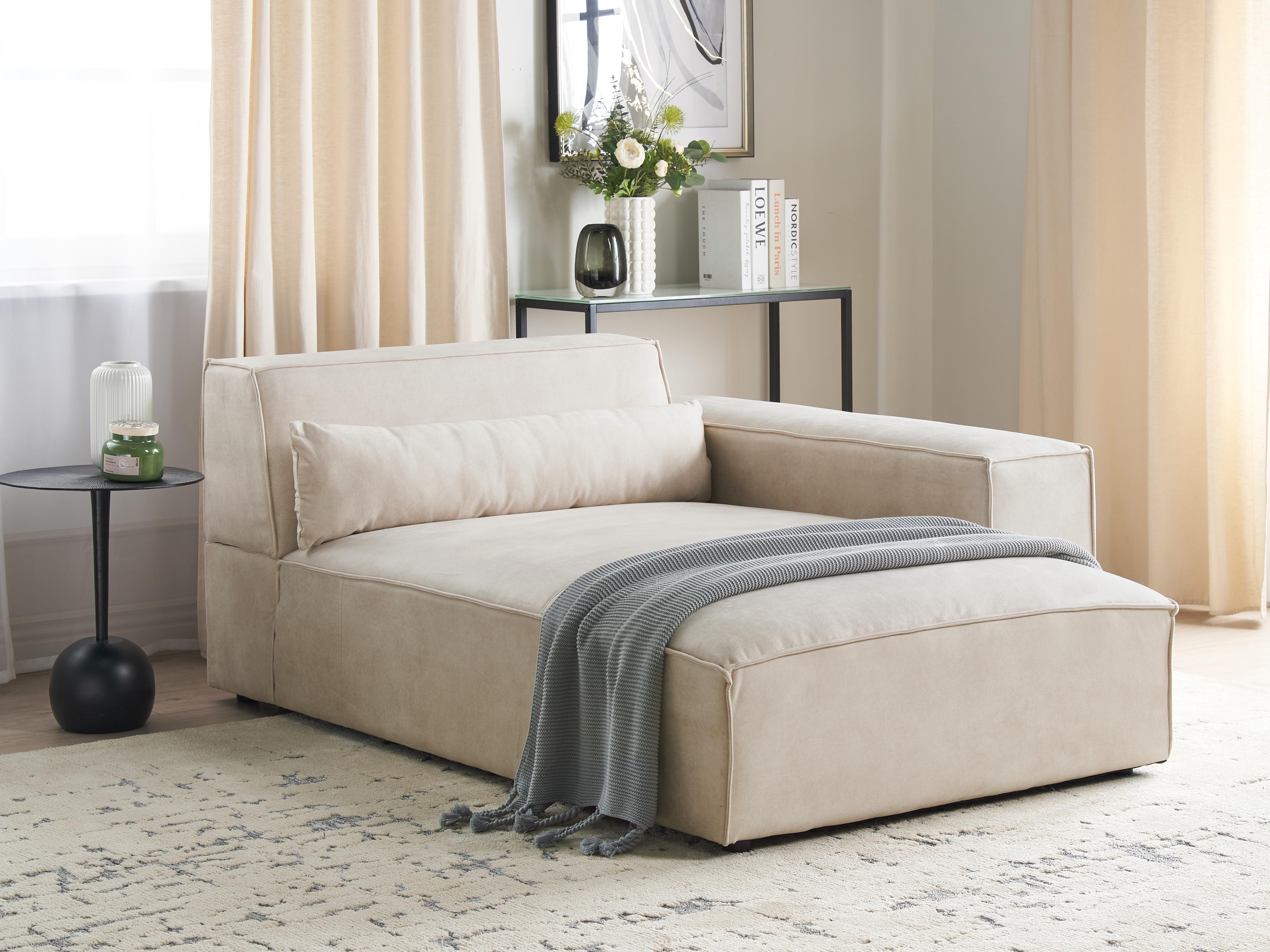Linkszijdige chaise longue HELLNAR Fluweel Lichtbeige