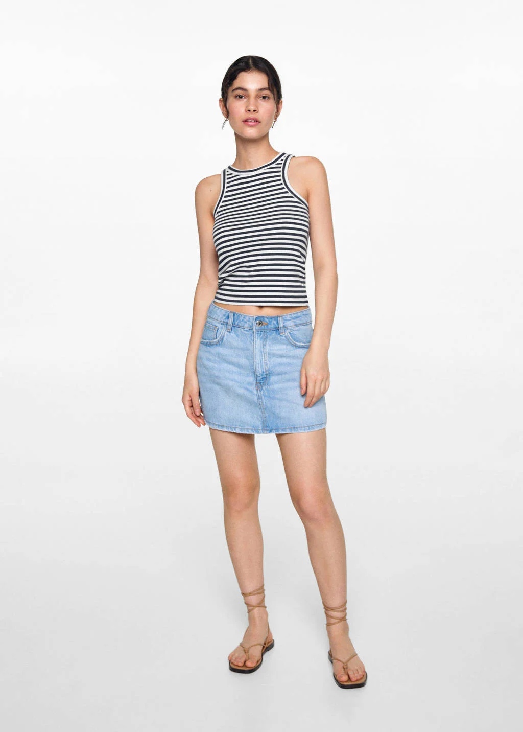 MANGO TEEN gestreeptetop donkerblauw/wit