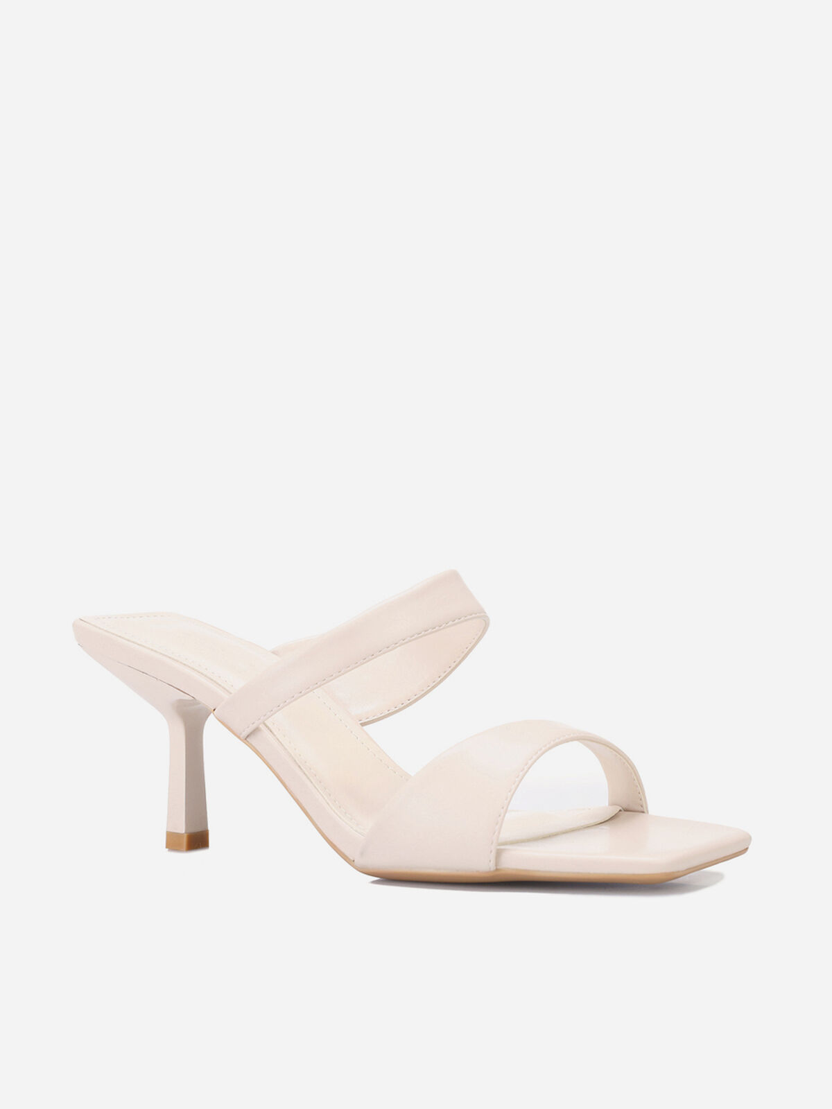 Mules asymétriques et bout carré- Beige