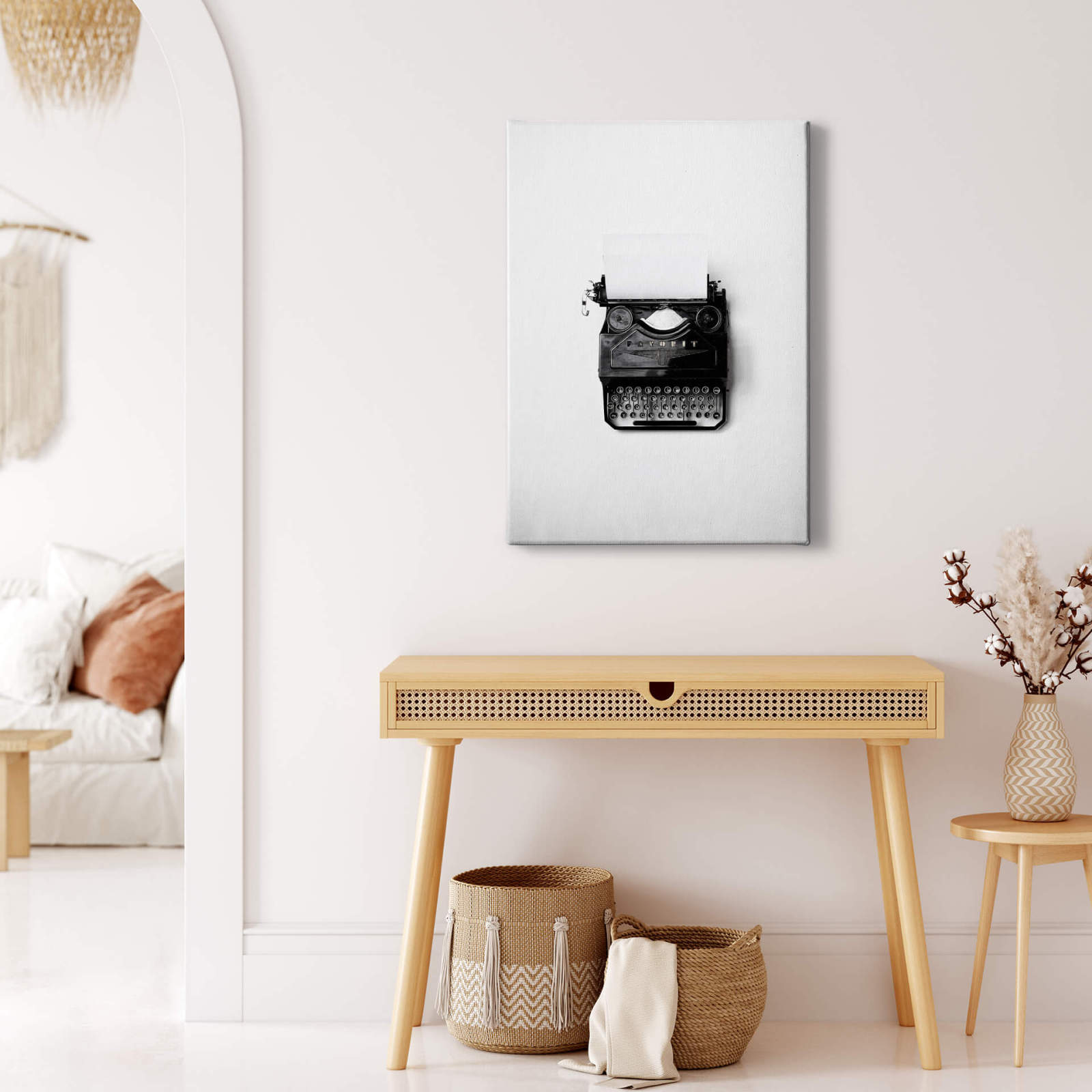 Leinwandbild SCHREIBMASCHINE - schwarz-weiß - 50x70 cm