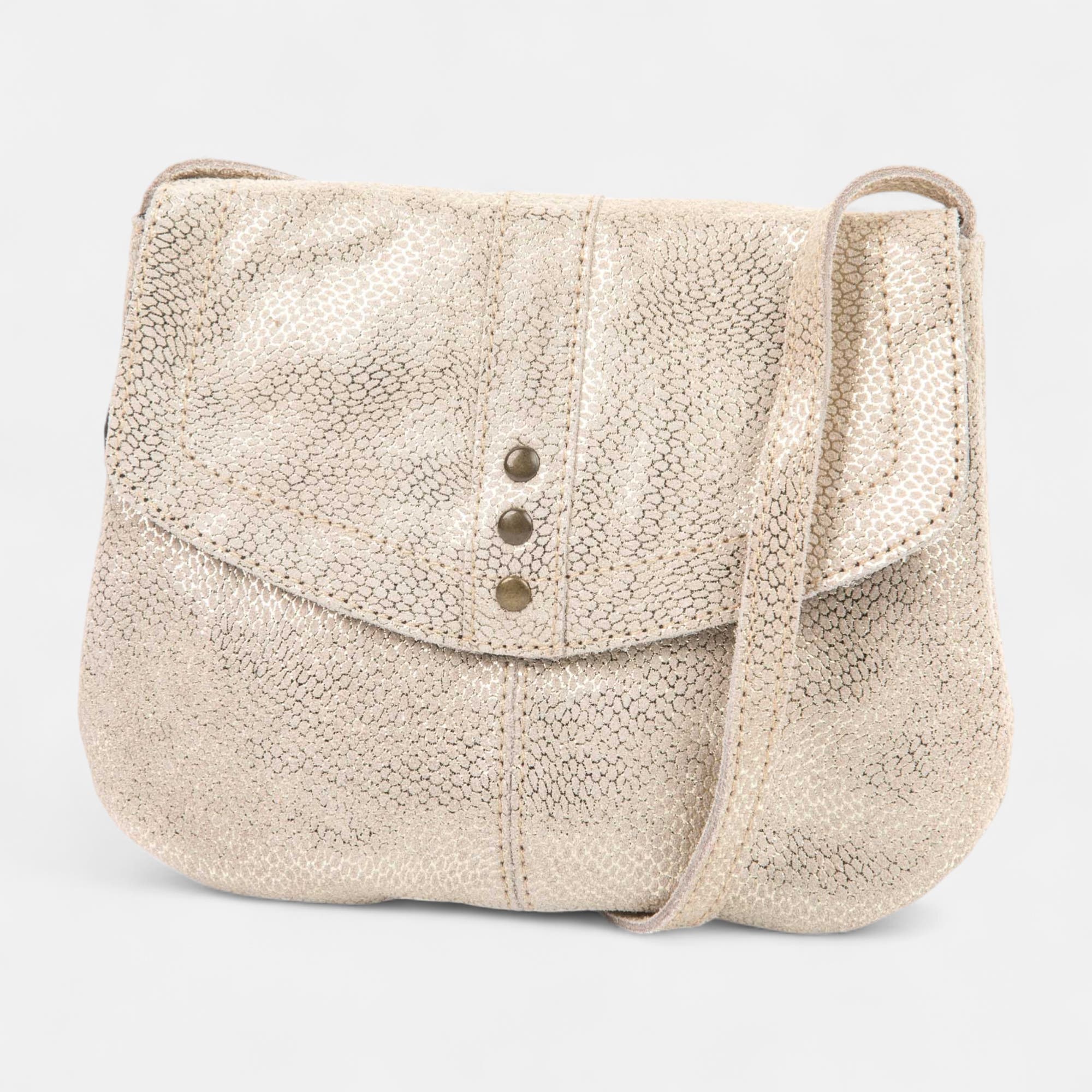 Sac bandoulière en cuir beige