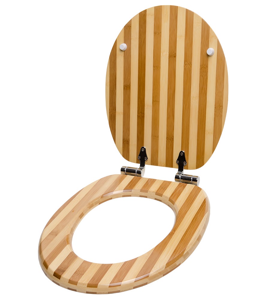 Soft-close toiletbril, bamboe gestreept