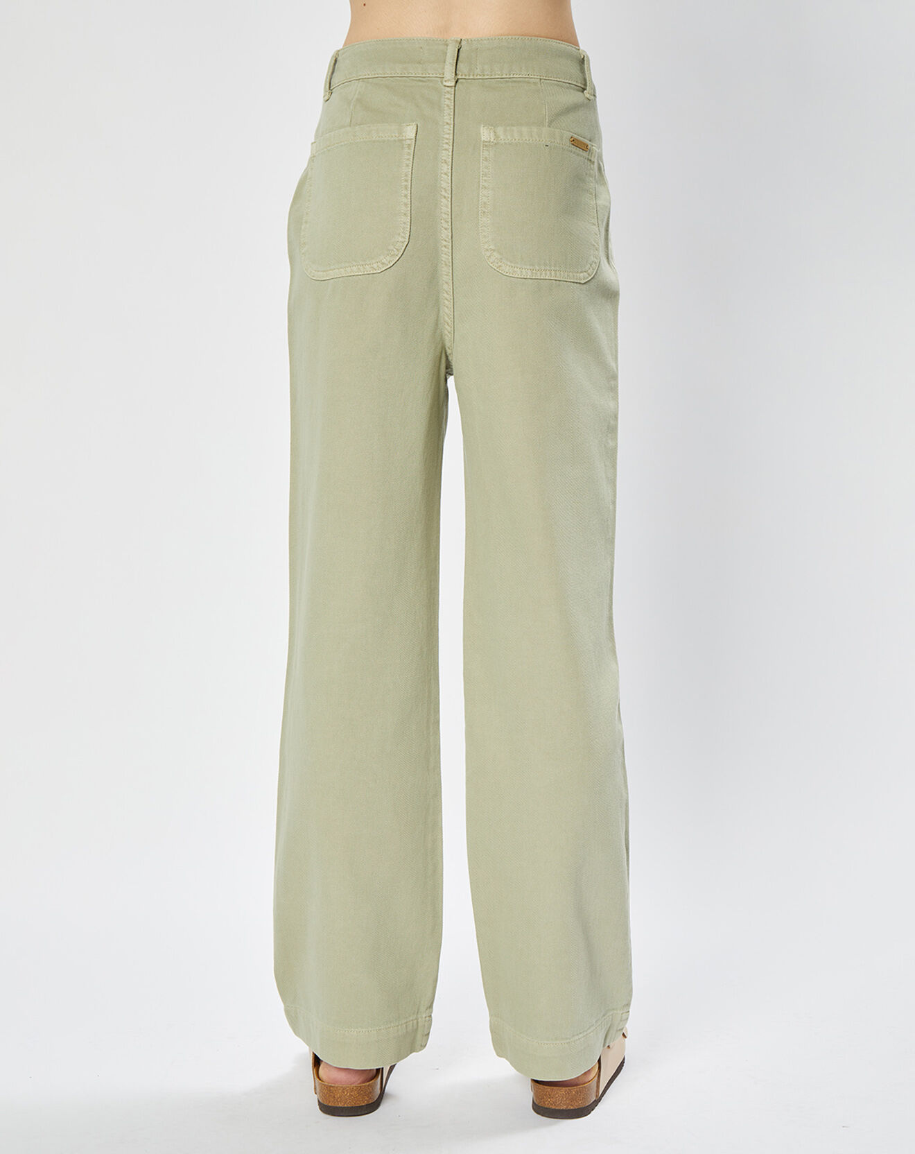 Stella Forest Pantalon en Coton évasé James kaki