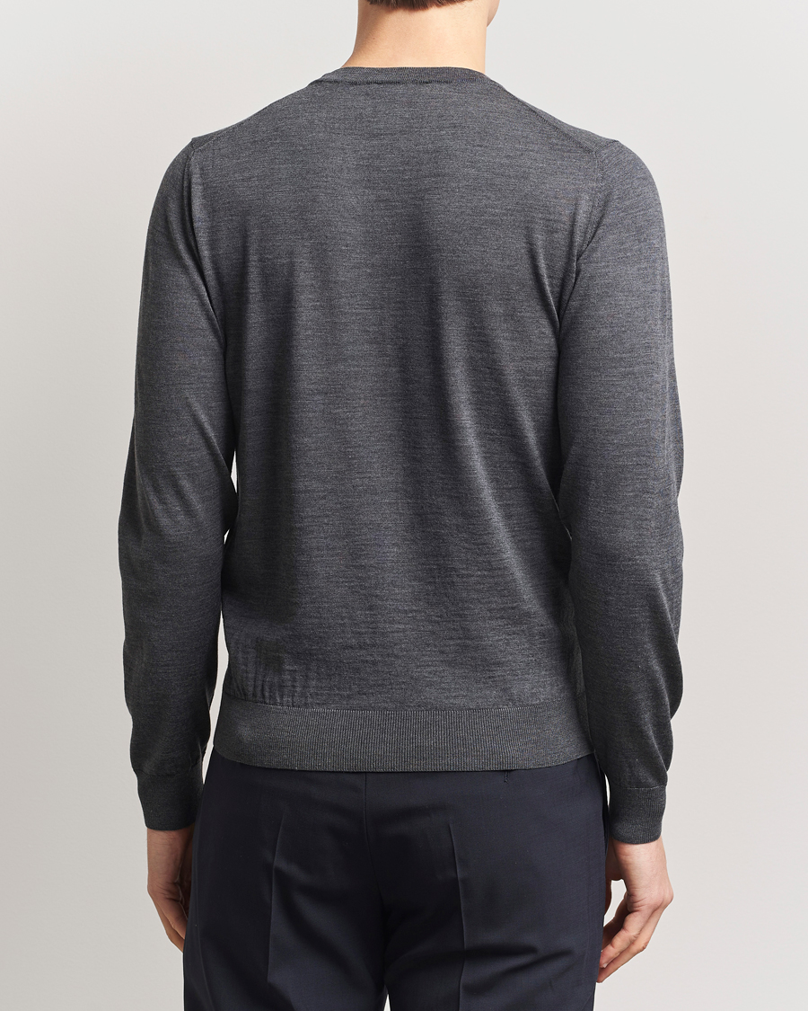 Piacenza Cashmere Merino Wool Crew Neck Sweater Charcoal