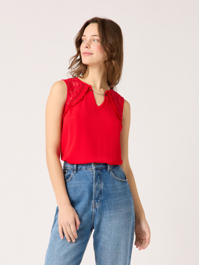 Top sans manches col bijou