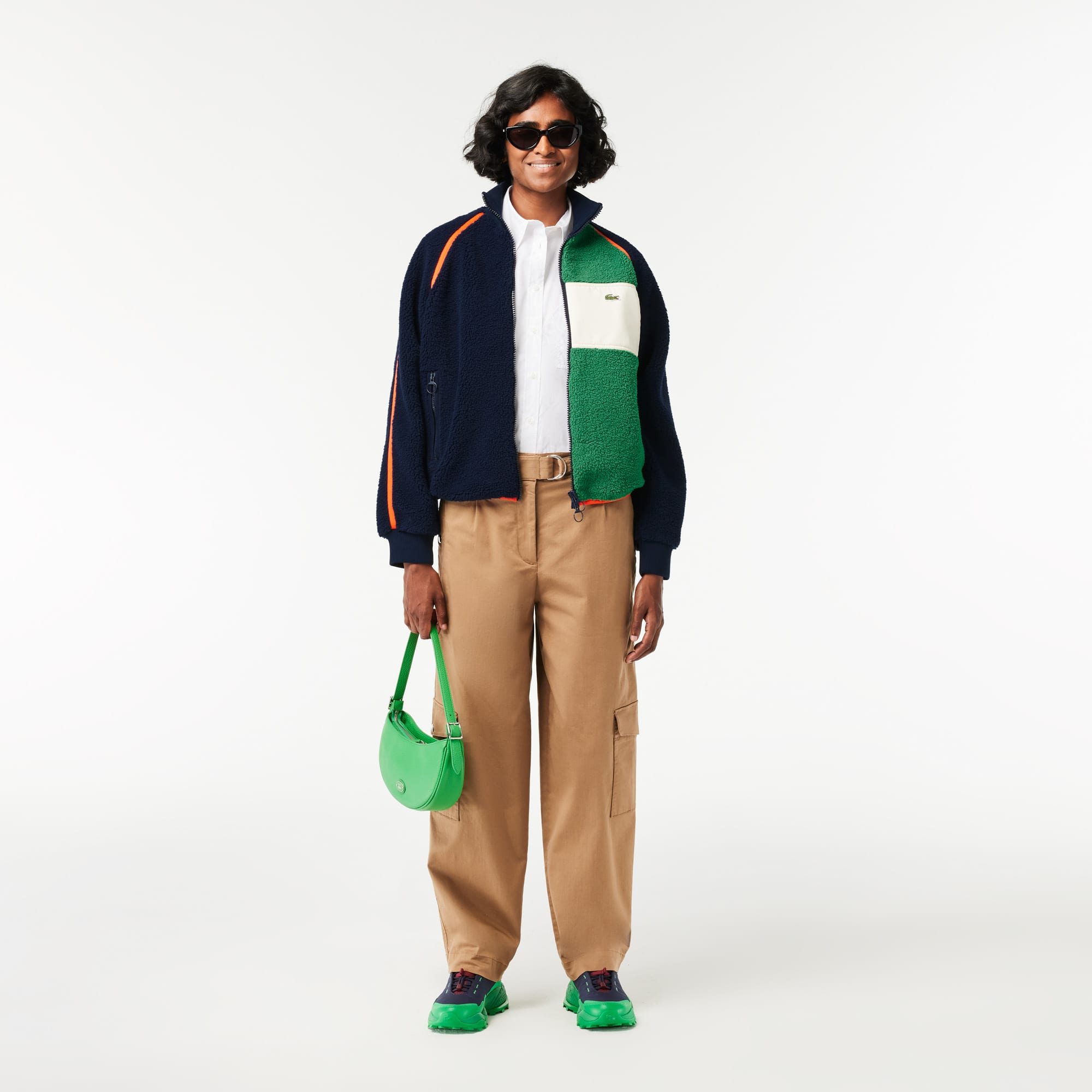 Sweatshirt polaire avec détails contrastés Manteaux & Vestes - Bleu - Lacoste - Femme