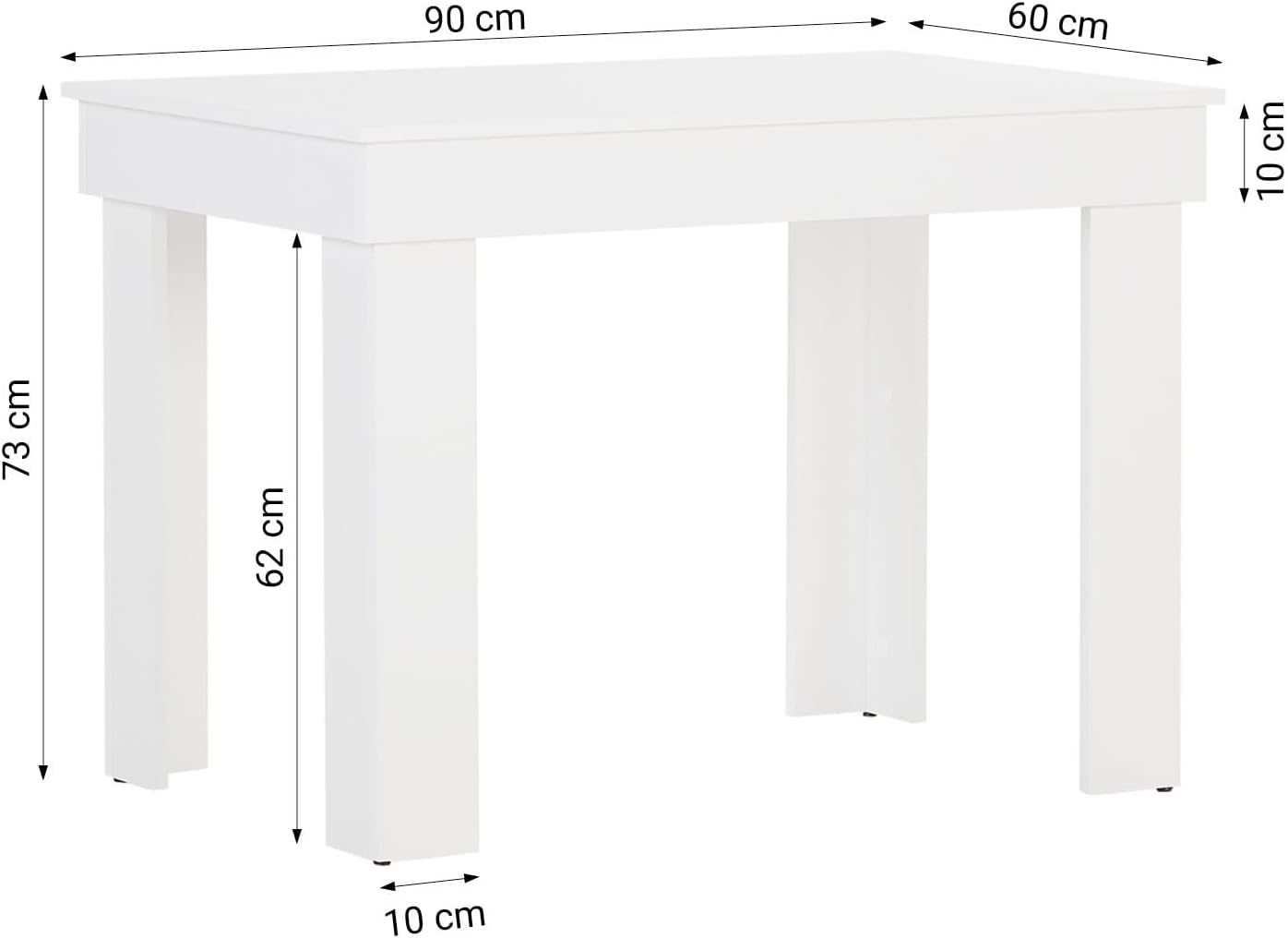 Homestyle4u 2755, Essgruppe mit 2 Stühlen Esstisch 90 x 60 cm Esszimmertisch Holz weiß Essstühle Hell Grau modern Tisch