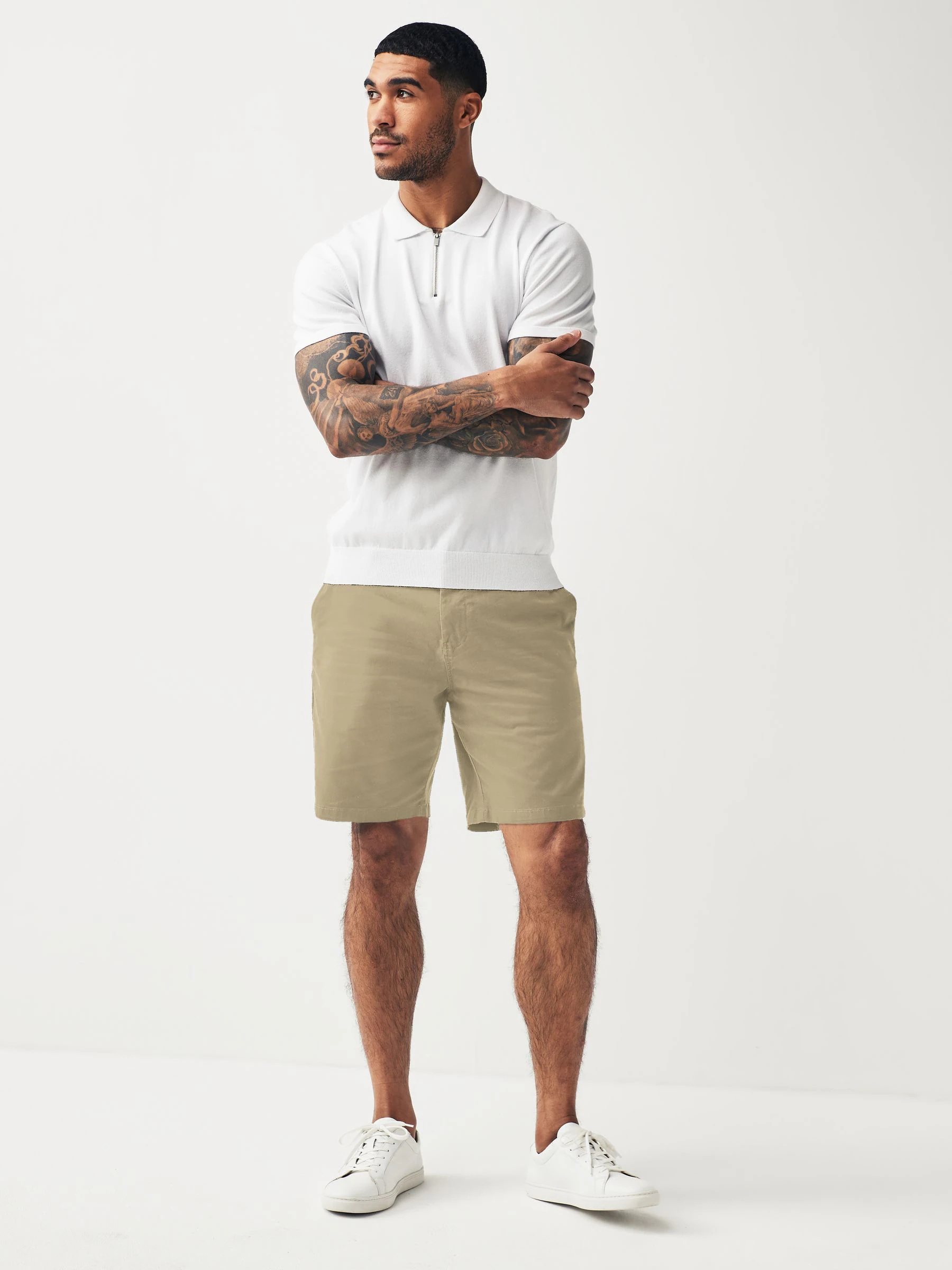 Marineblauw/kiezelkleurig - Straight fit - Set van 2 chinoshorts met stretch