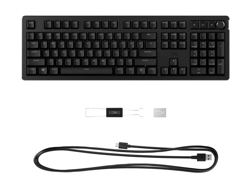 HyperX Alloy Rise - Tastatur - 100% fuld størrelse - bagbelyst - USB-C - QWERTY - Pan Nordic - tastaturkontakt: HyperX Linear - sortering