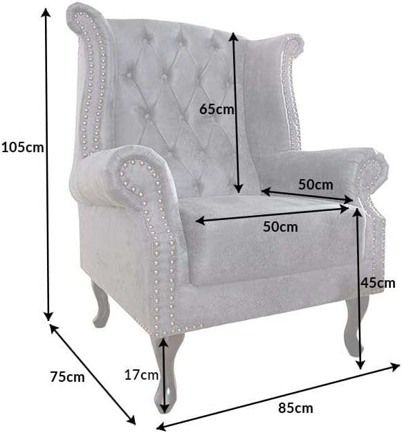 invicta INTERIOR riess-Ambiente Edler Chesterfield Ohrensessel antik grau mit Knopfheftung und Nietenbesatz Sessel Clubsessel Wohnzimmersessel