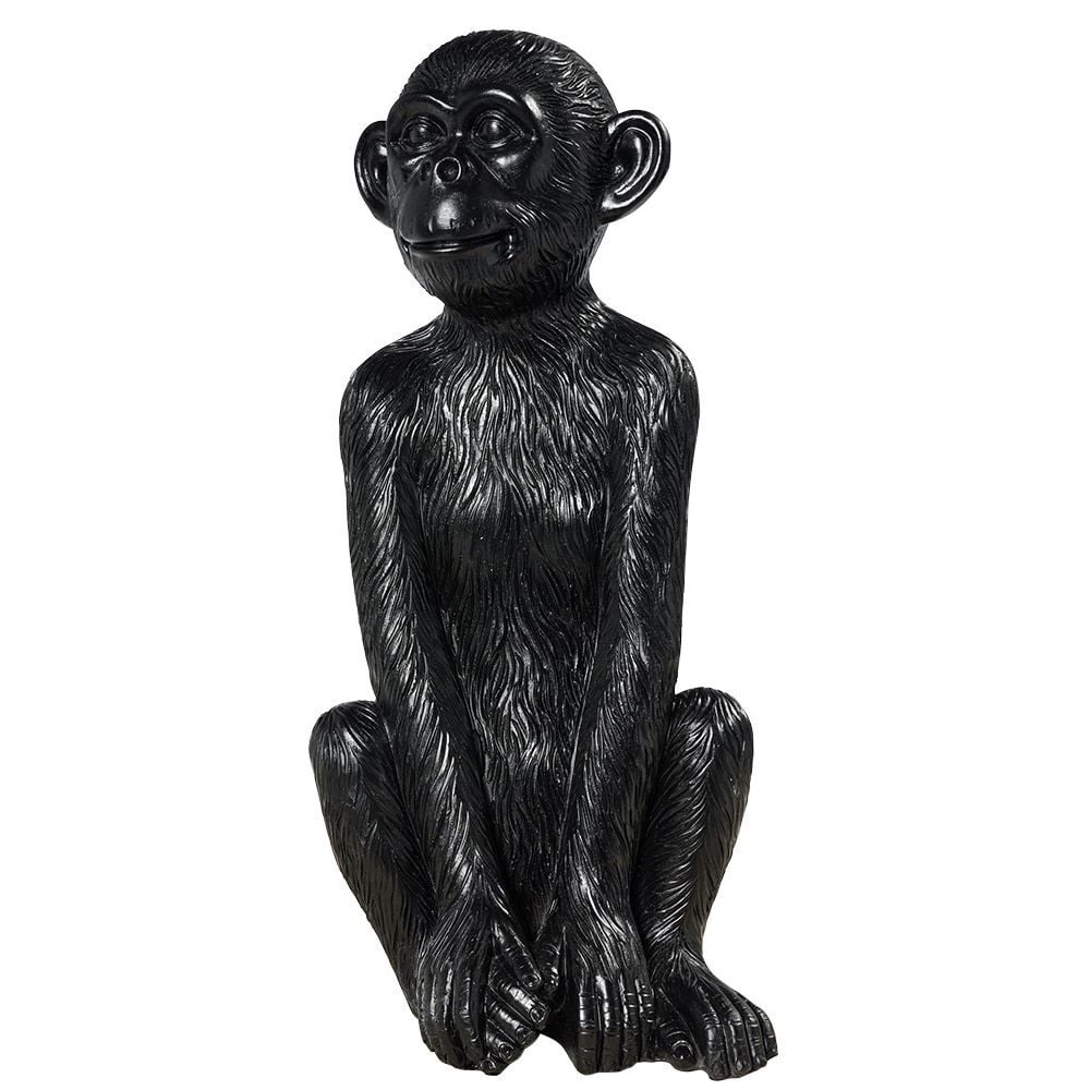 Singe assis déco à poser en résine noir