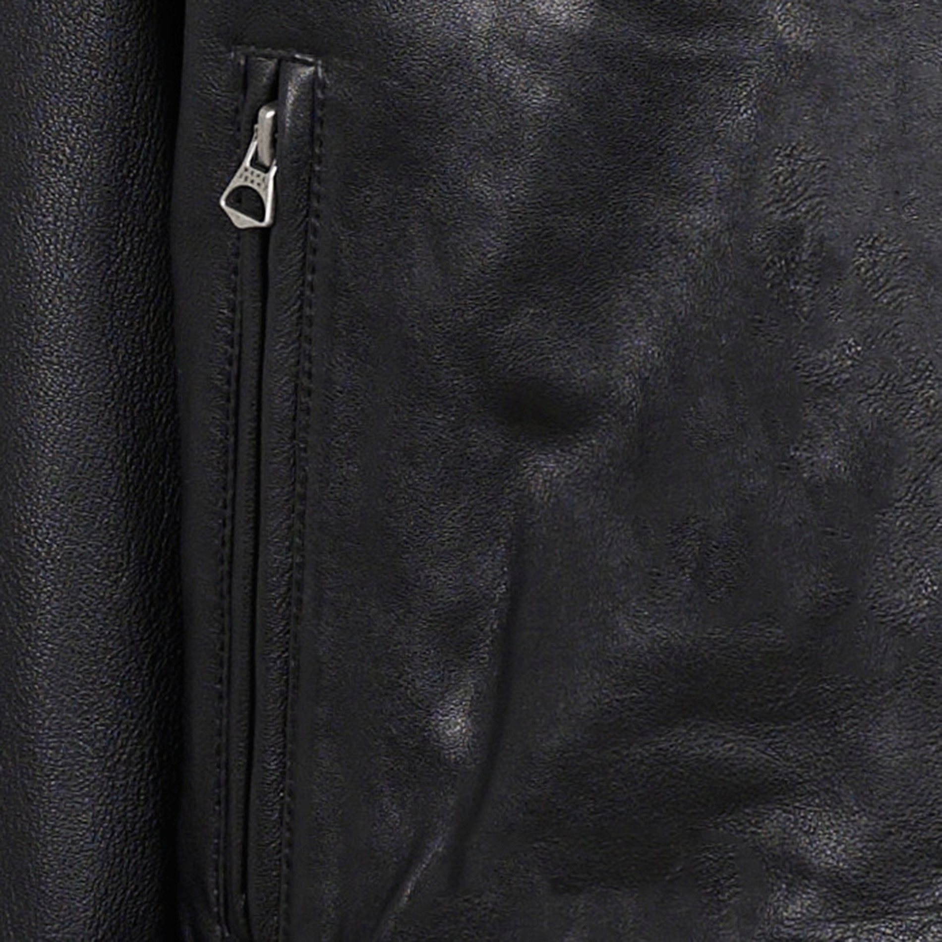 TORNO - Veste col teddy en cuir | Noir