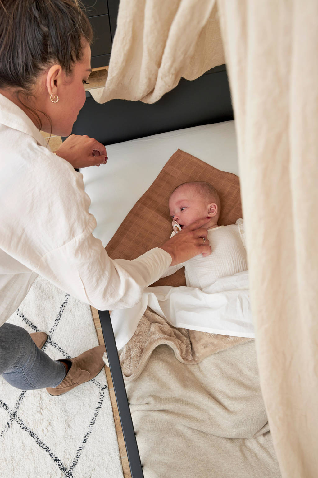 reversible baby ledikantdeken Knit Basic Teddy 100x150 cm Sand Melange