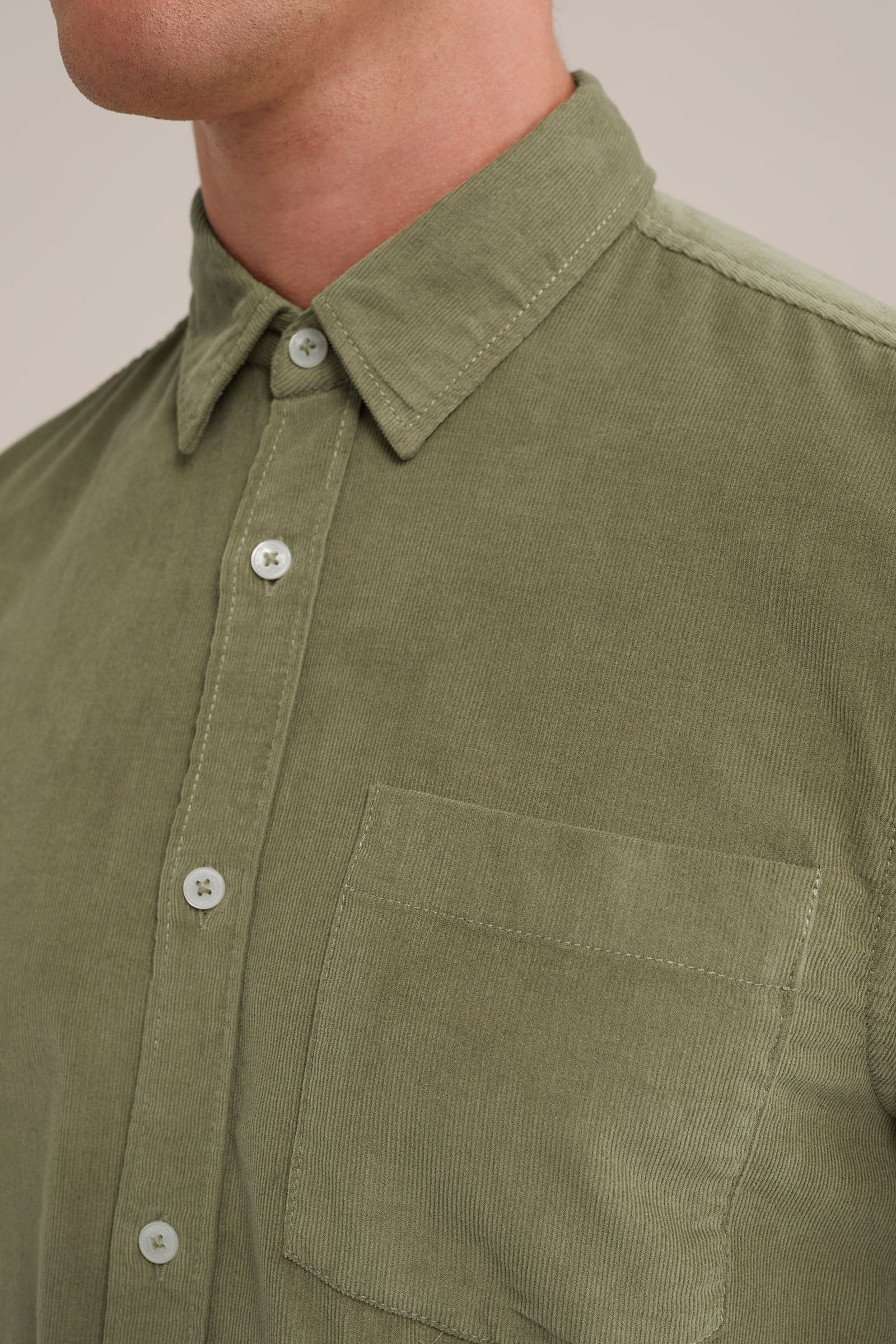 corduroy overhemd WE Fashion Olijfgroen