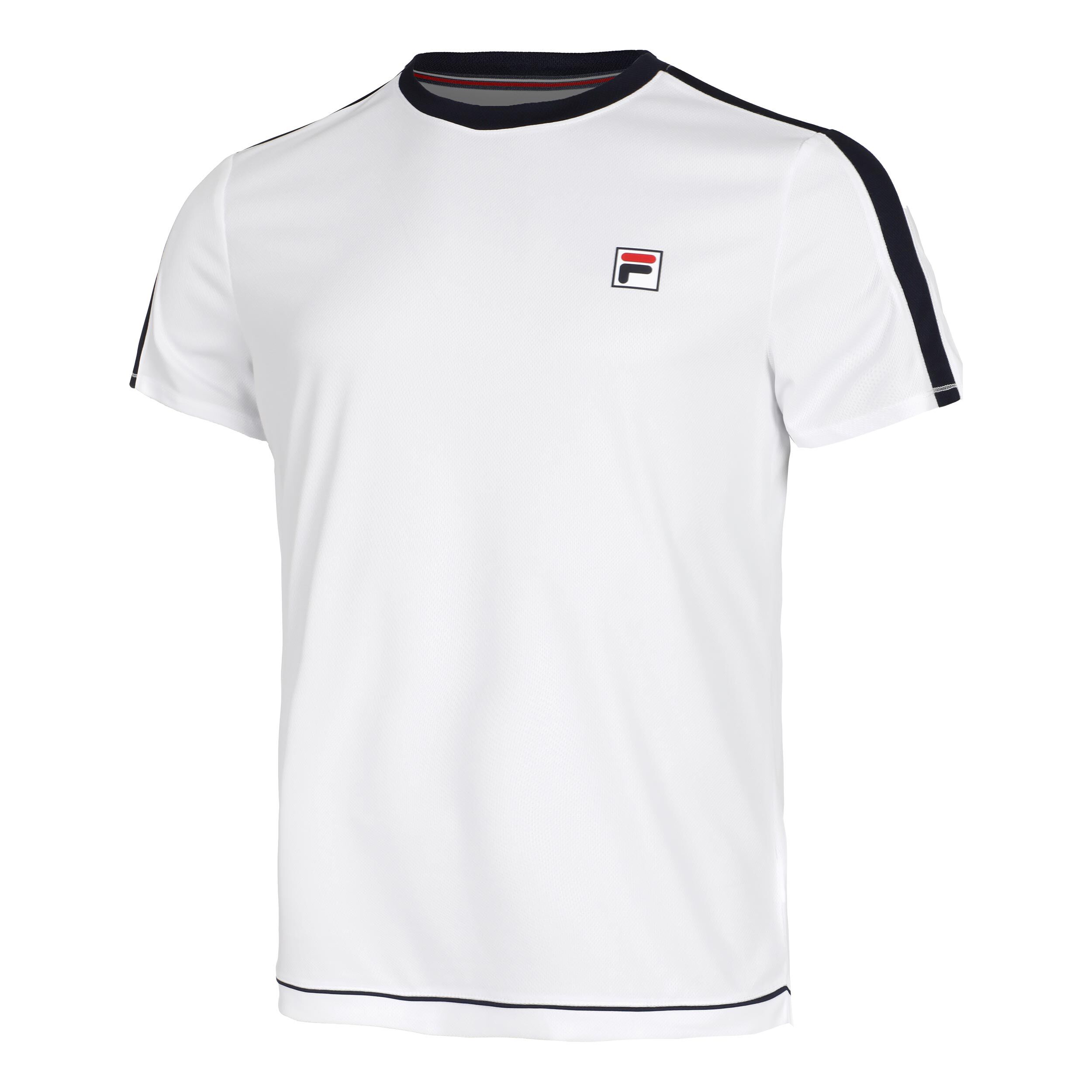 Fila Elias T-shirt Hommes - Blanc , Bleu Foncé