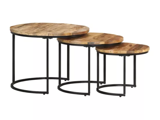 Tables gigognes 3 pièces Bois de manguier brut