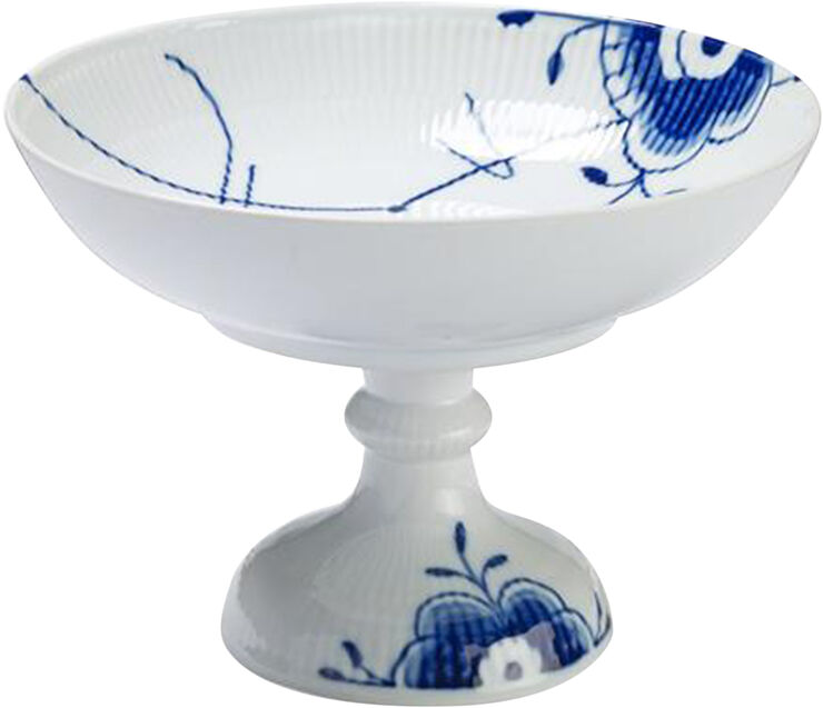 Royal Copenhagen Blå Mega Riflet 15 cm. kagefad på fod Blå