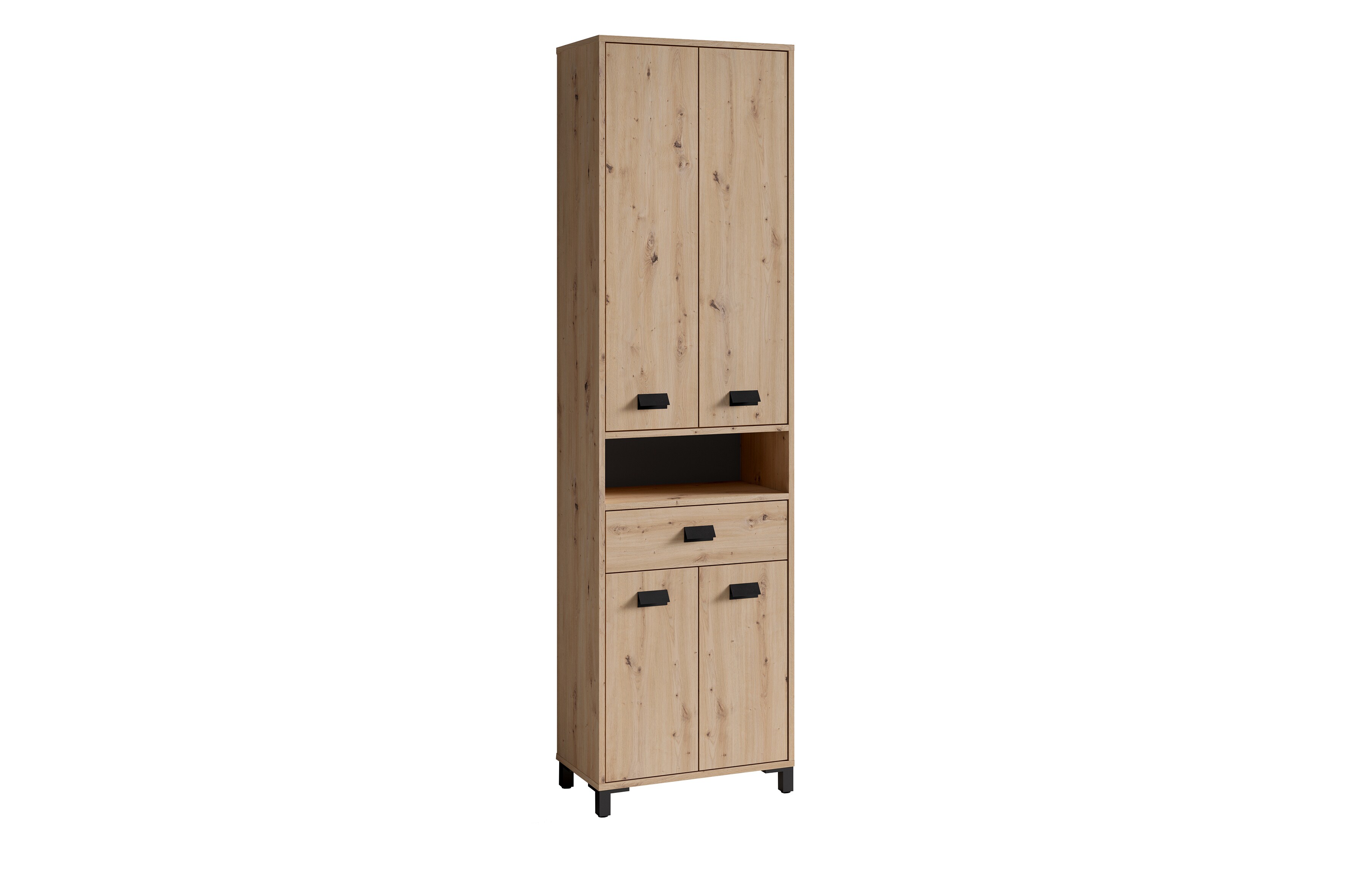 byLIVING Badezimmer Hochschrank WELLNESS, Breite 54 cm, Artisan Eiche/schwarz