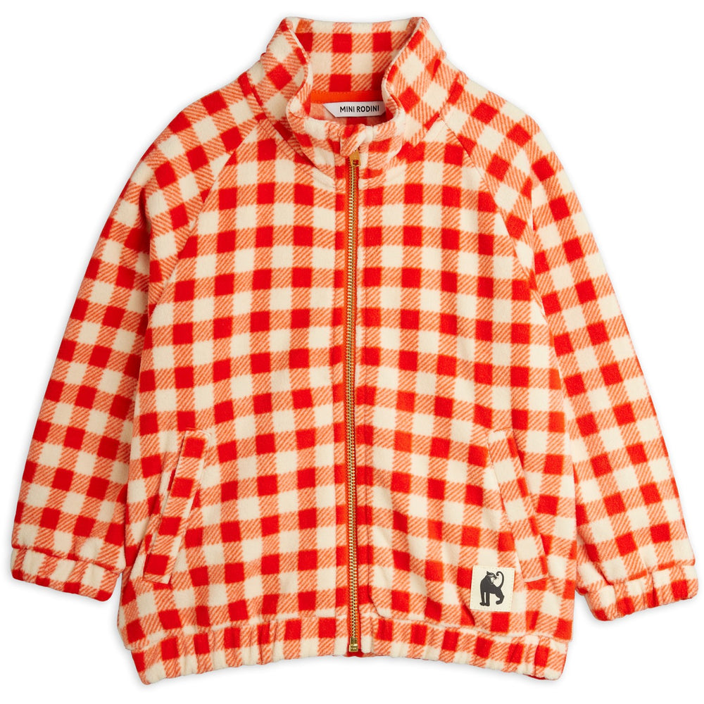 Køb Mini Rodini Red Gingham AOP Fleece Jakke