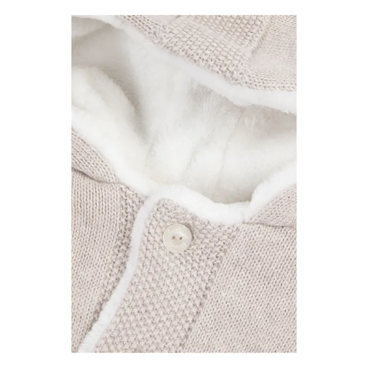 Tartine et Chocolat Manteau Coton, Laine et Cachemire Fourré Façon Fourrure | Beige chiné
