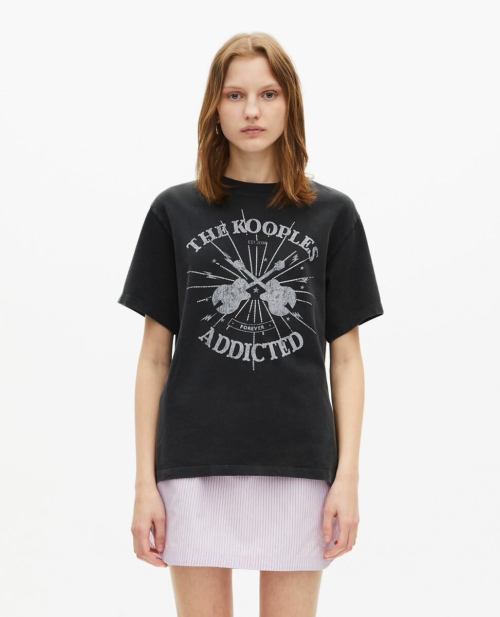 THE KOOPLES<br>Camiseta de manga curta com estampa de strass