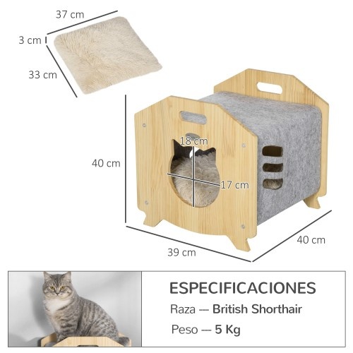 Casinha para animais de estimação PawHut, feita de madeira e feltro.