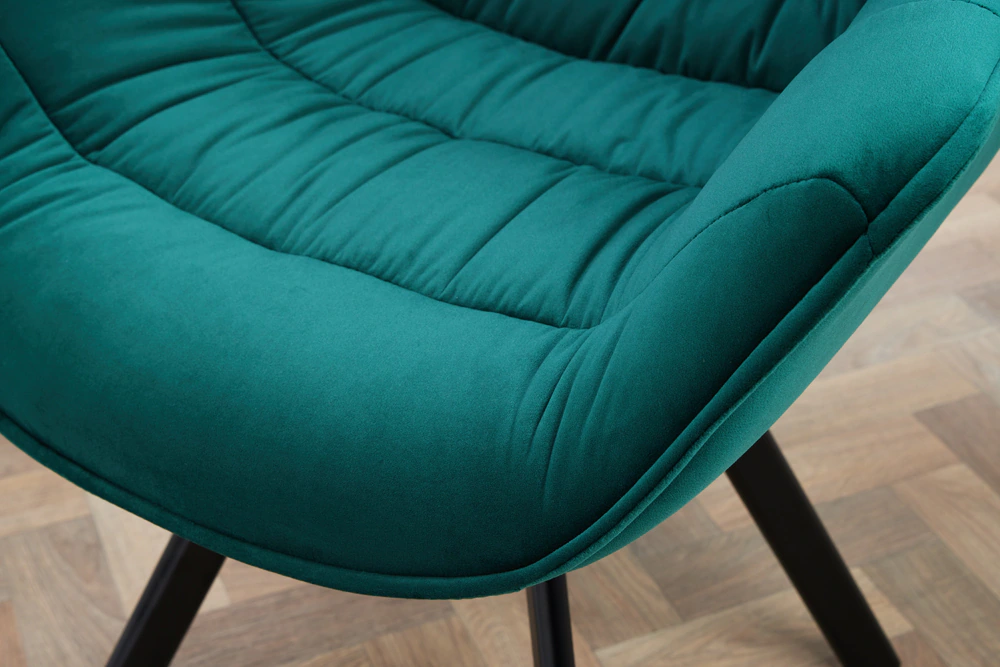 riess-ambiente Stuhl THE DUTCH COMFORT - smaragdgrün Samt Retro Stil mit Armlehnen Metallbeine Esszimmer